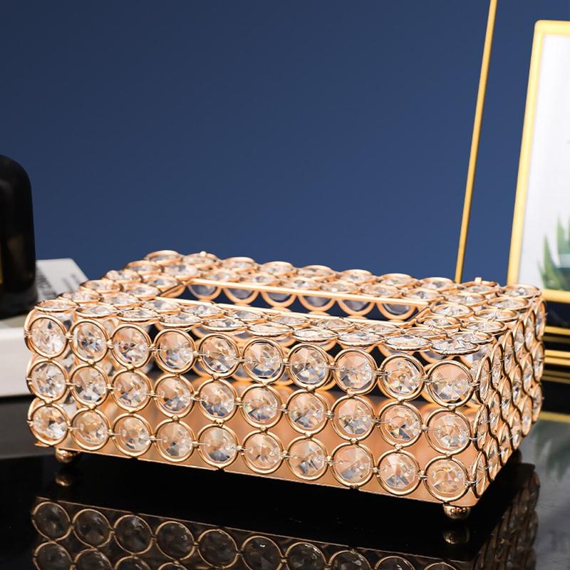 High Quality Artificial Crystal Napkin Box Paper Office Napkin Box Dec