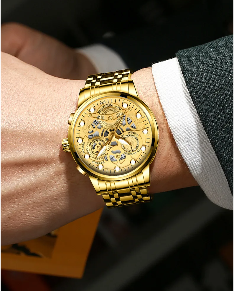 Hollow Out Trendy Quartz Wristwatch Stainless Steel Waterproof