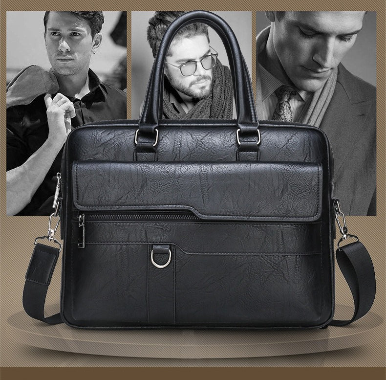 Men Bag Briefcase Laptop Bag - Leather Business Handbag Crossbody Shoulder