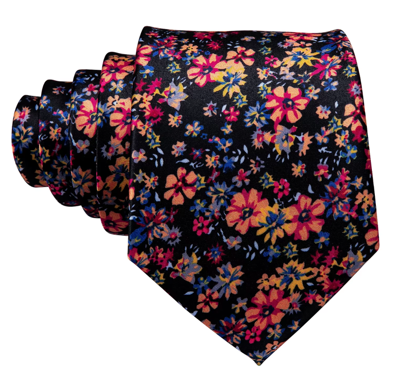 IPSTYLE Red Print Men Tie Set Silk Jacquard Floral Wedding Business Necktie