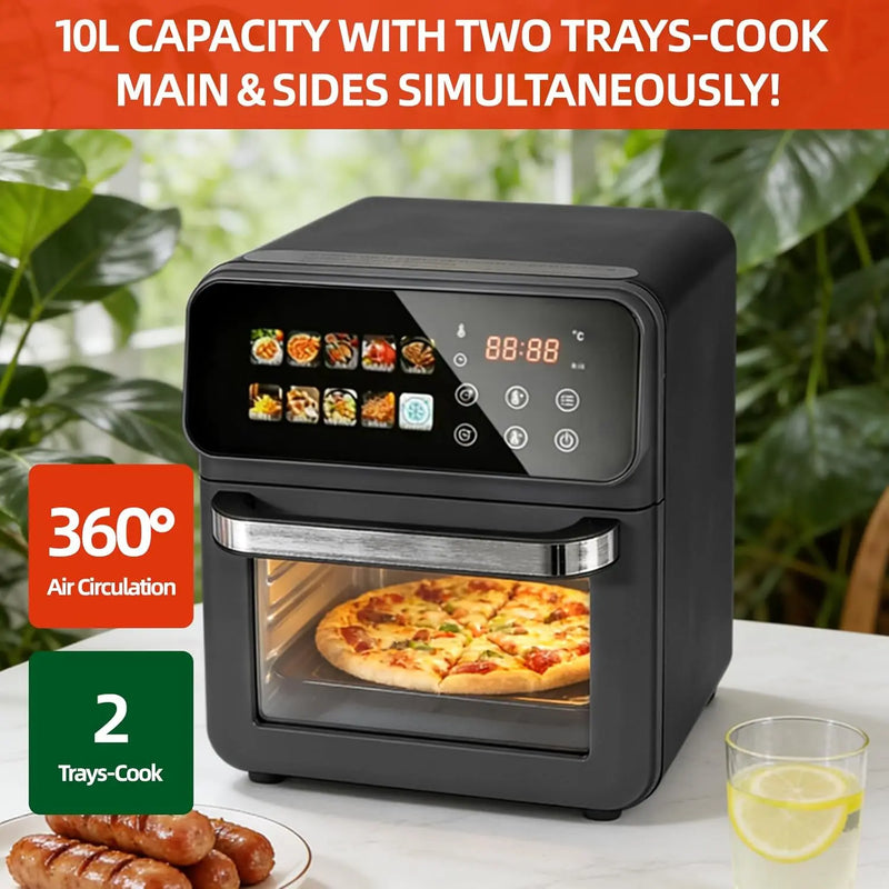 10L Air Fryer Oven Large Capacity Digital Airfryer with Vibrant LED Touchscreen