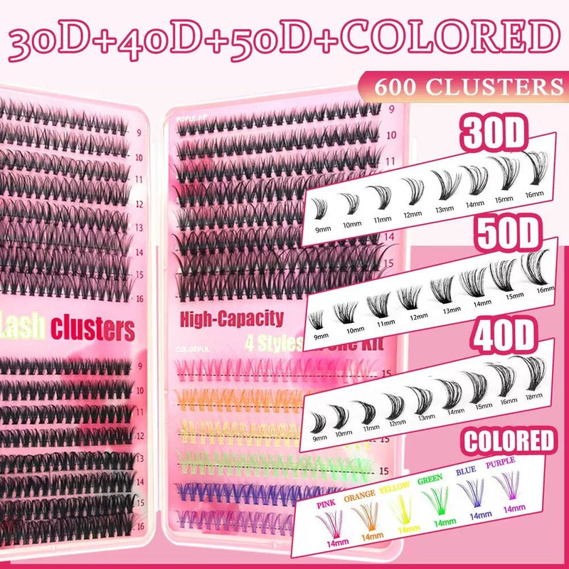 30D 40D 50D Segmented Eyelash Book Set 600pcs 9-16mm Soft light and natural