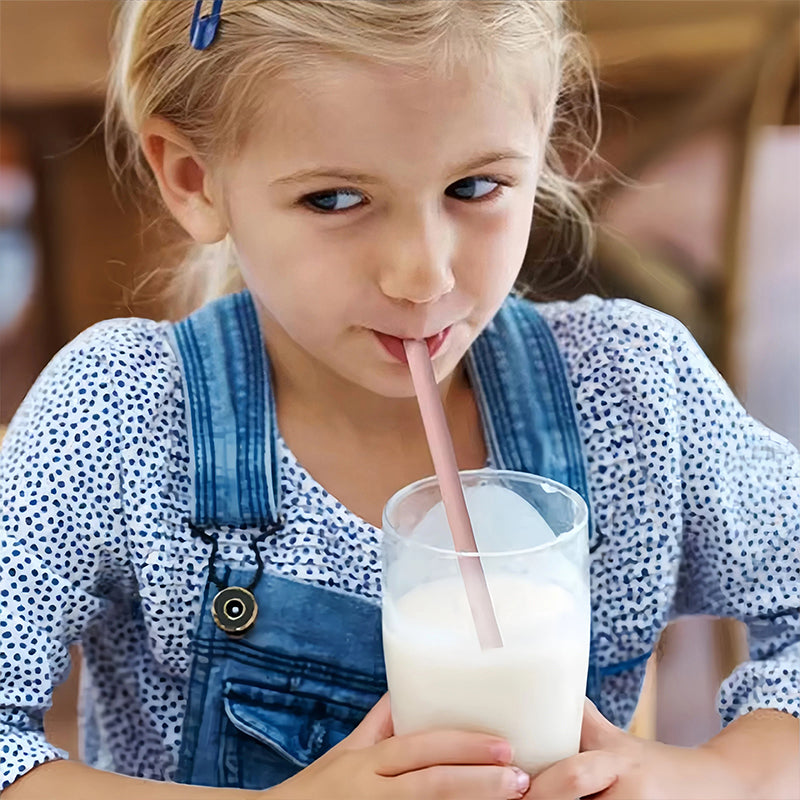 6-Piece Reusable Silicone Straws With Snap Open Design