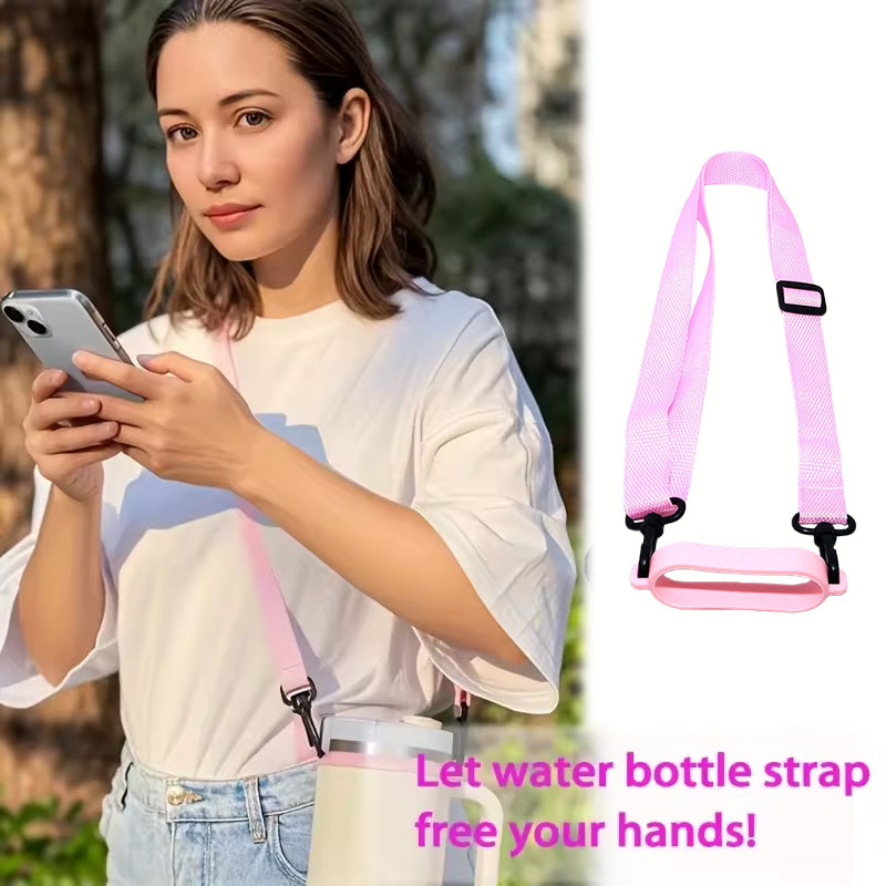 Pink Water Bottle Shoulder Strap, Adjustable Crossbody Strap For Tumbler, Coffee & Milk Tea Cups