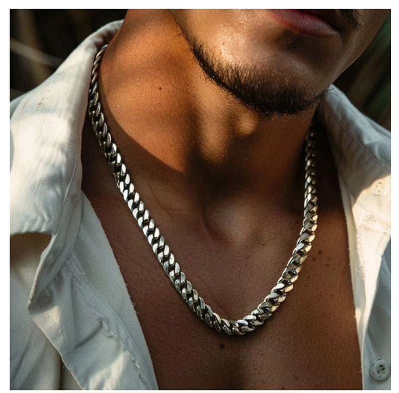 Men Curb Cuban Link Chain Necklaces 316L Stainless Steel Bracelet Hip Hop