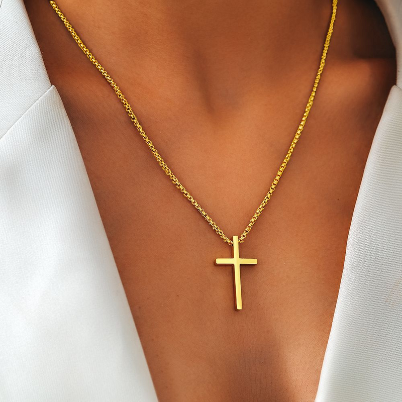 IPSTYLE Christian Choker Fashion Cross Stainless Steel Necklace