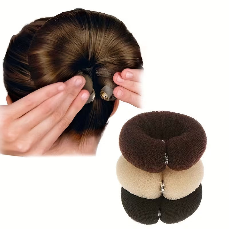 3Piece Donut Bun Maker Set, 3-Color Hair Bun Shapers For Curly Hair Updo