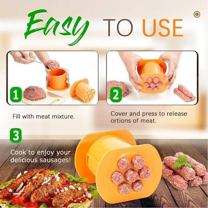 2Pcs one Press Cevapcici Sausage Maker – 7 Sausages At Once Non-Stick BBQ Tool