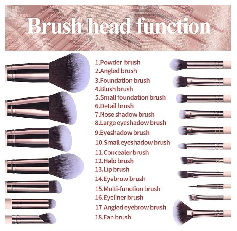 18 Pieces Makeup Brushes Set with 5 Sponges & Holder & Sponge Case