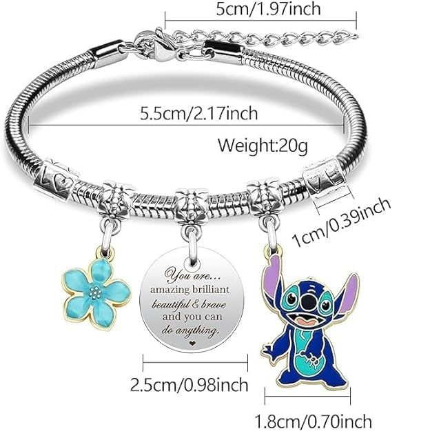 Stainless Steel Stitch Girl's Bracelet Charm Bracelet