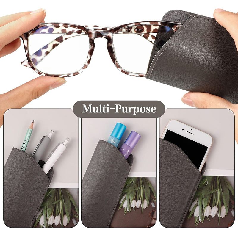6Pcs Soft PU Leather Eyeglass Pouch | Portable Solid Color Sunglasses Case Set