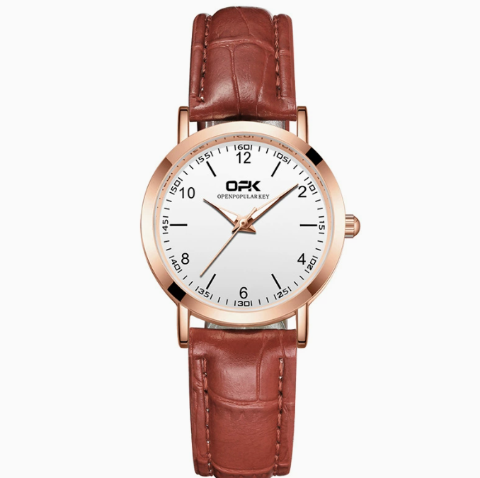 Women Watches Fashionable Watch Arabic Numerals Leather Strap Waterproof Ladies Watches