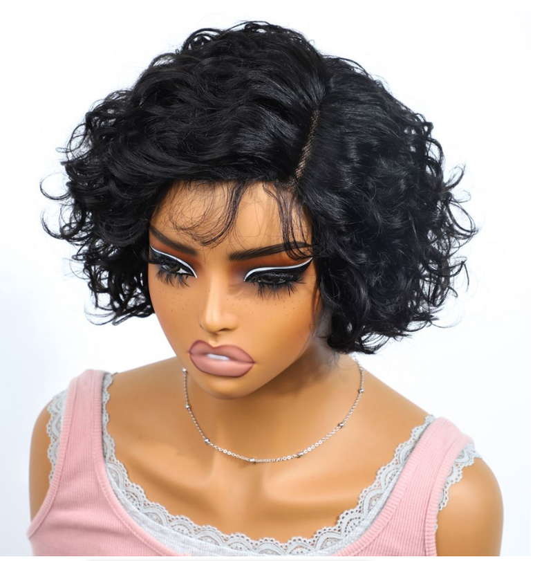 Woman Short Pixie Cut Lace Wigs Sleek Body wave Human Hair Wigs - IPSTYLE