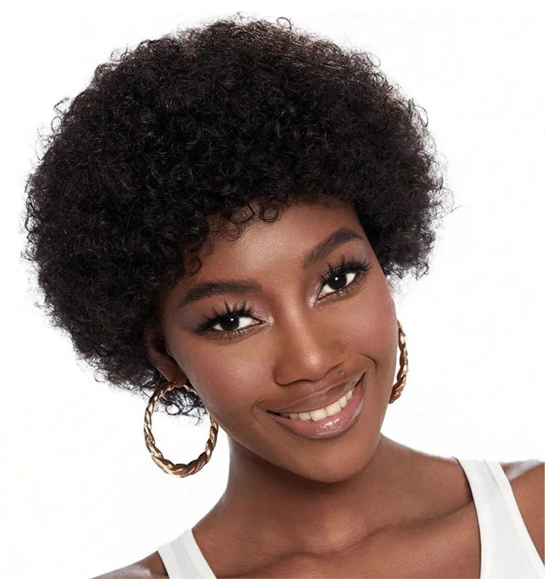 IPSTYLE Human Hair Short Wig Full Machine Made Wig Natural Looking Replacement Wig