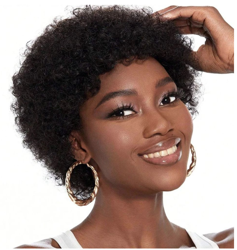 IPSTYLE Human Hair Short Wig Full Machine Made Wig Natural Looking Replacement Wig