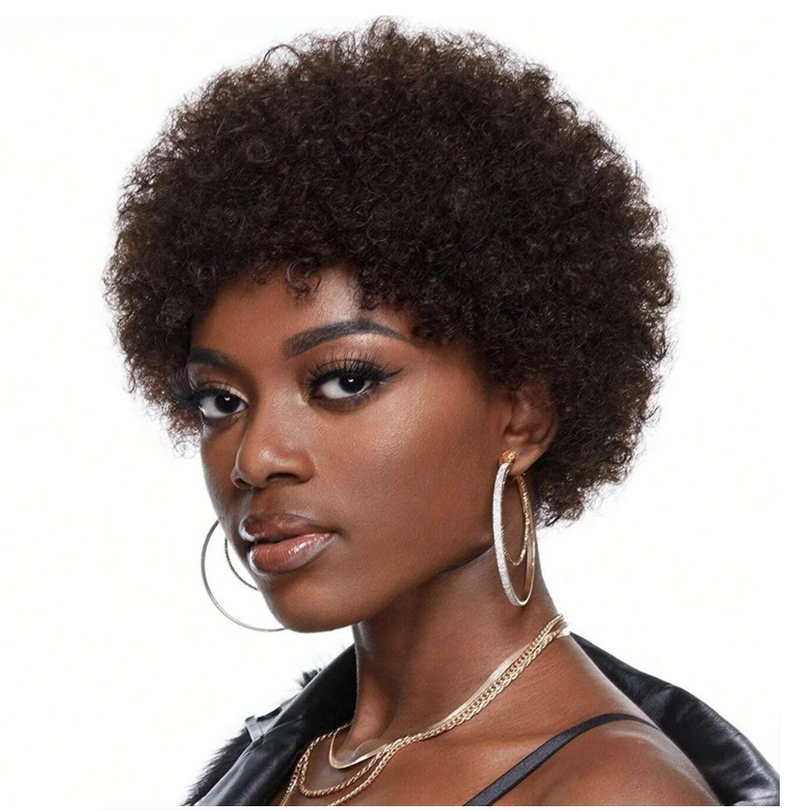 IPSTYLE Human Hair Short Wig Full Machine Made Wig Natural Looking Replacement Wig