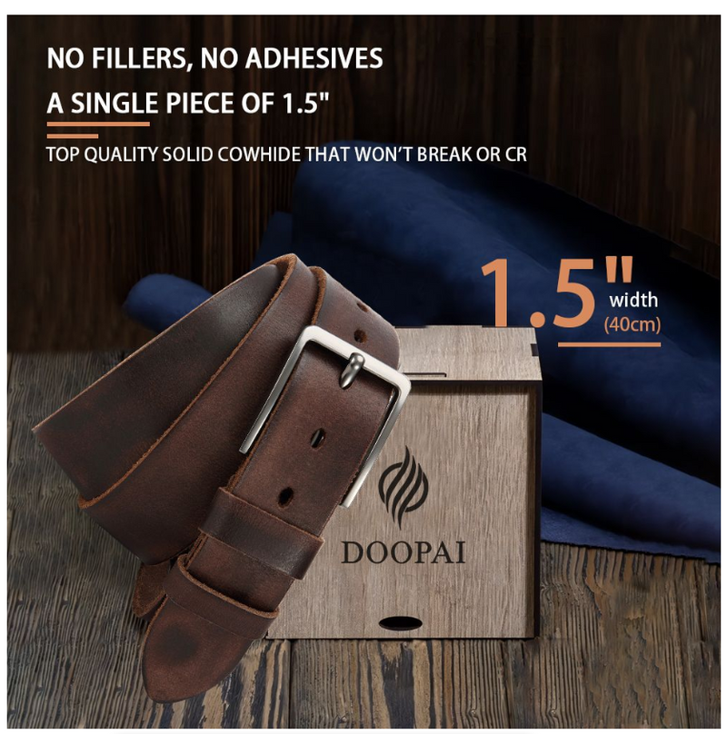 Genuine Leather Men's Buckle Jeans Cowskin Casual Belts Business Cowboy