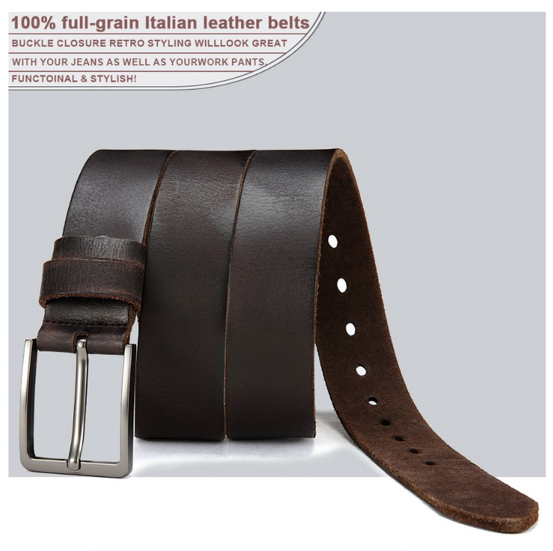 Genuine Leather Men's Buckle Jeans Cowskin Casual Belts Business Cowboy