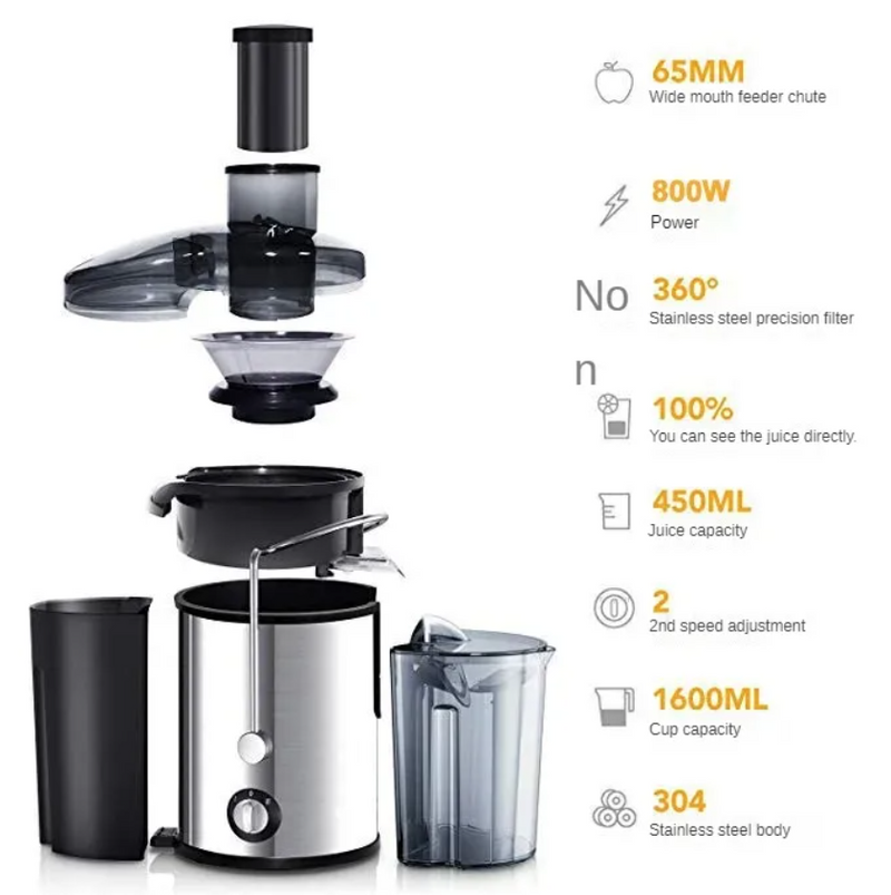 IPSTYLE Stainless Steel Fruit Juicer Centrifugal Strong Power Easy To Clean 800W