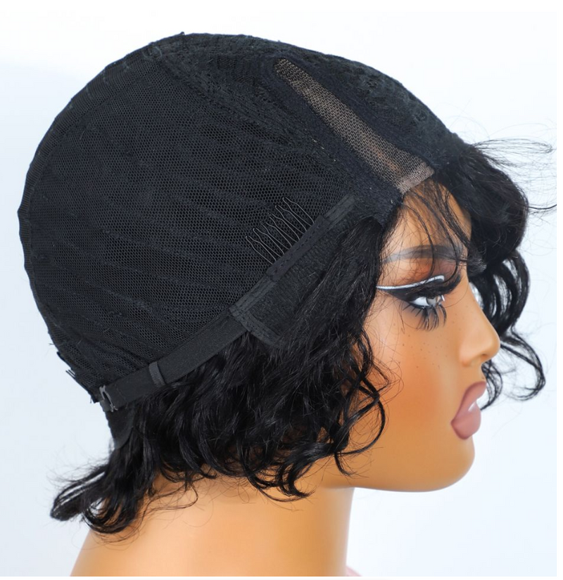 Woman Short Pixie Cut Lace Wigs Sleek Body wave Human Hair Wigs - IPSTYLE