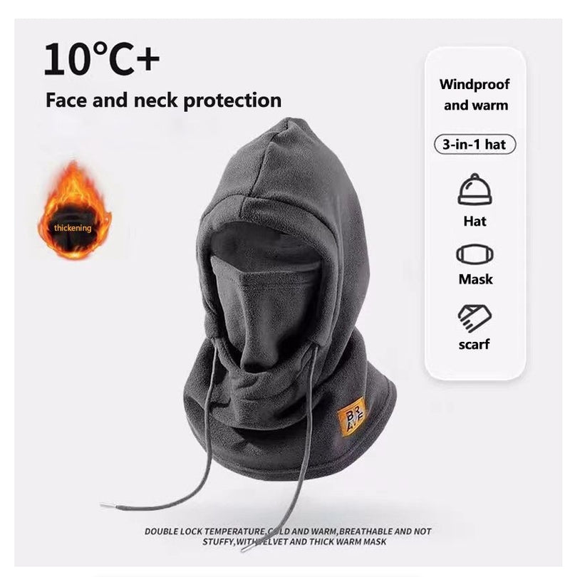 Winter Warm Hooded Hat Windproof Thickened Polar Fleece Ski Cycling Neck