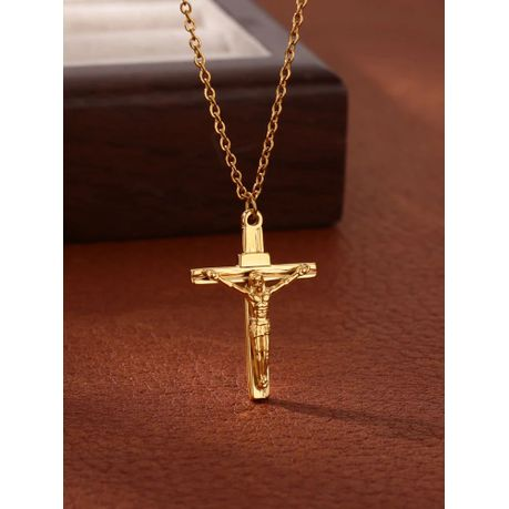 Jesus Cross Necklace For Woman Men Caravaca Angels Crucifix Charm