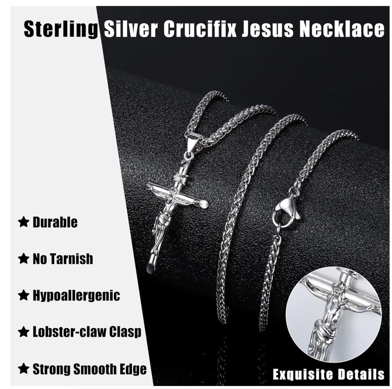 Cross Pendant Necklace Men Woman Crucifix Necklace Stainless Steel Chain