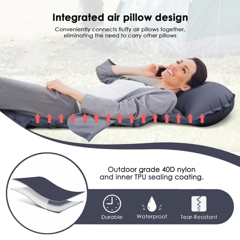 Outdoor Sleeping Mat/Pad Camping Inflatable Mattress with Pillows Travel Mat Folding Bed