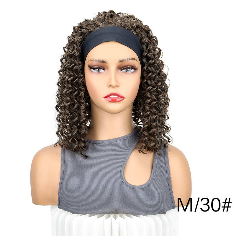 European and American-style Mall Curly Headband with Hair Cover