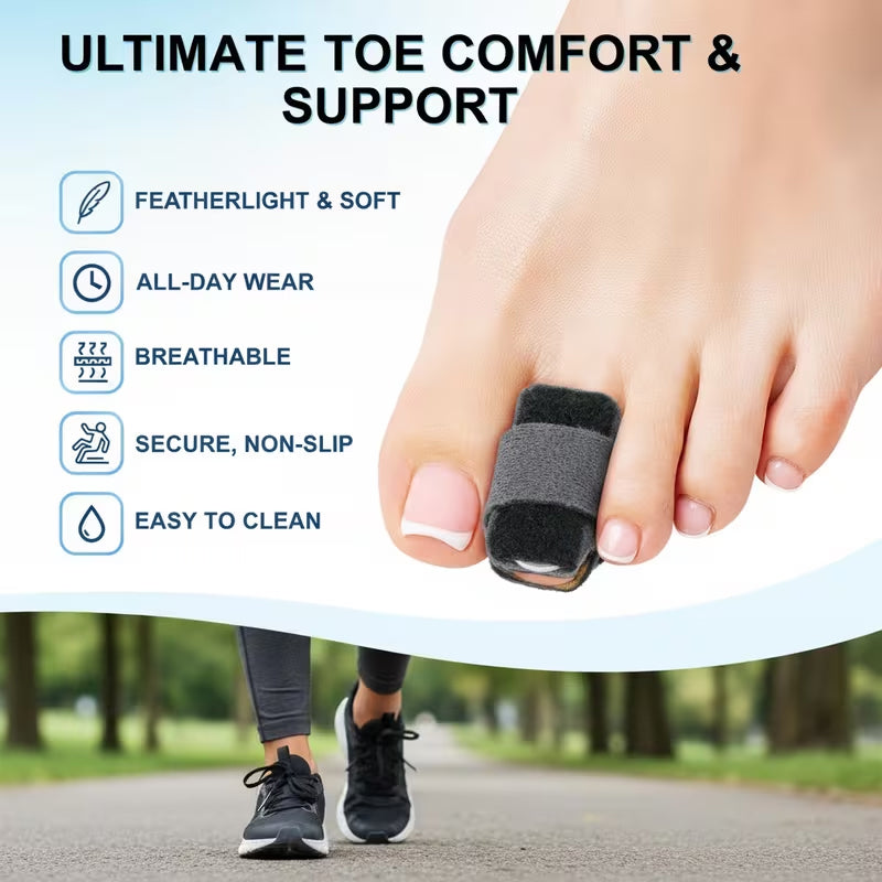 Hammer Toe Corrector with Aluminum Support, Detachable Velcro Toe Protection Splint Set