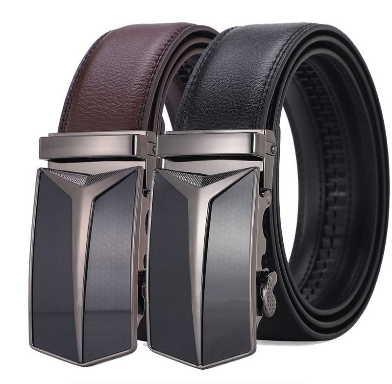 Metal Alloy Automatic Buckle Belt Men's Genuine Leather Waistband Fashion