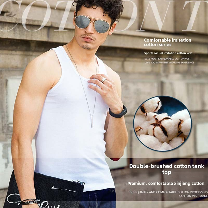 Men's pure cotton sports sweat absorbing cotton vest