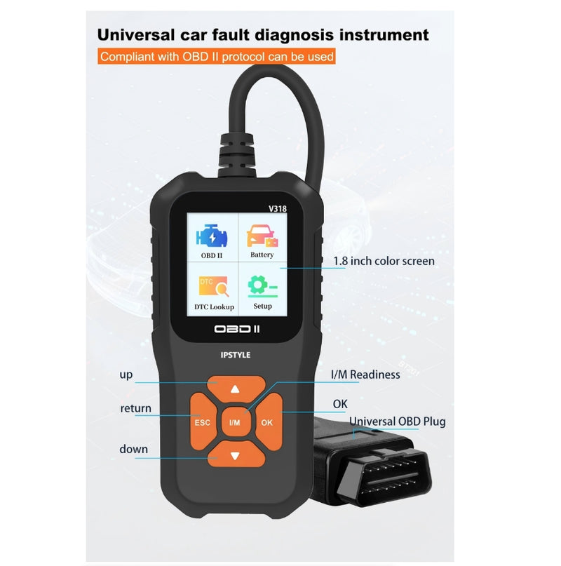 V318 OBD2 Scanner Car Fault Diagnostic Instrument Engine Reading Clear