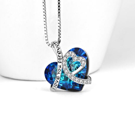Elsa Heart Love Necklace with Stunning Blue Crystals