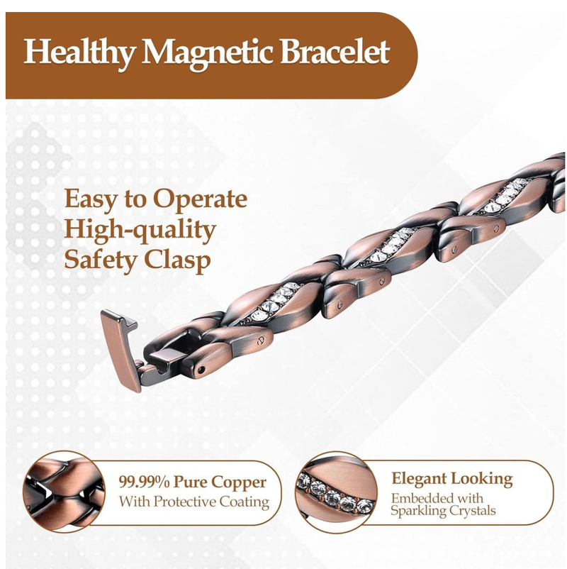 Pure Copper Bracelets for Woman with 3500 Gauss Magnets