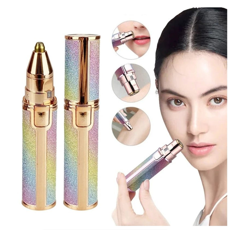 2 IN 1 Electric Epilator Eyebrow Trimmer Womans Body Facial Lip Epilator