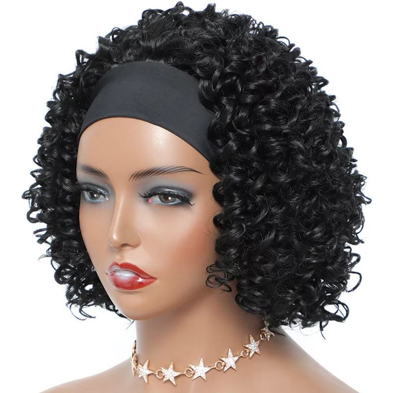 Short Deep Water Curly Headband Wigs Glueless Afro Kinky Deep Curly Wigs