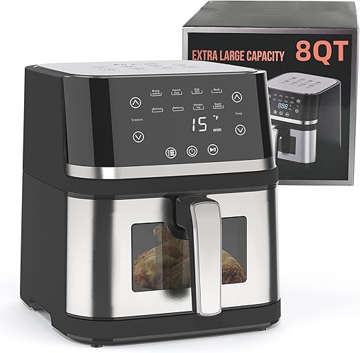 6.5L Large Digital Air Fryer with Window for Kitchen Use,Nonstick