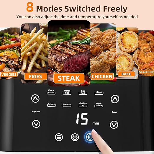 6.5L Large Digital Air Fryer with Window for Kitchen Use,Nonstick
