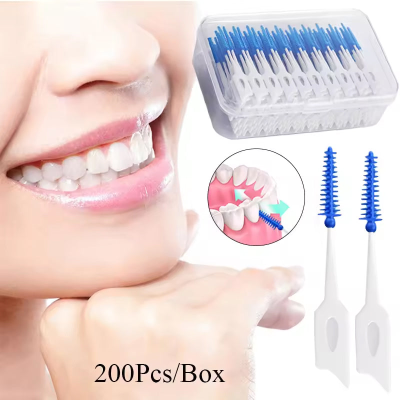 Mint Flavored Interdental Brushes, Soft Gel Dental Floss Picks For Plaque Removal