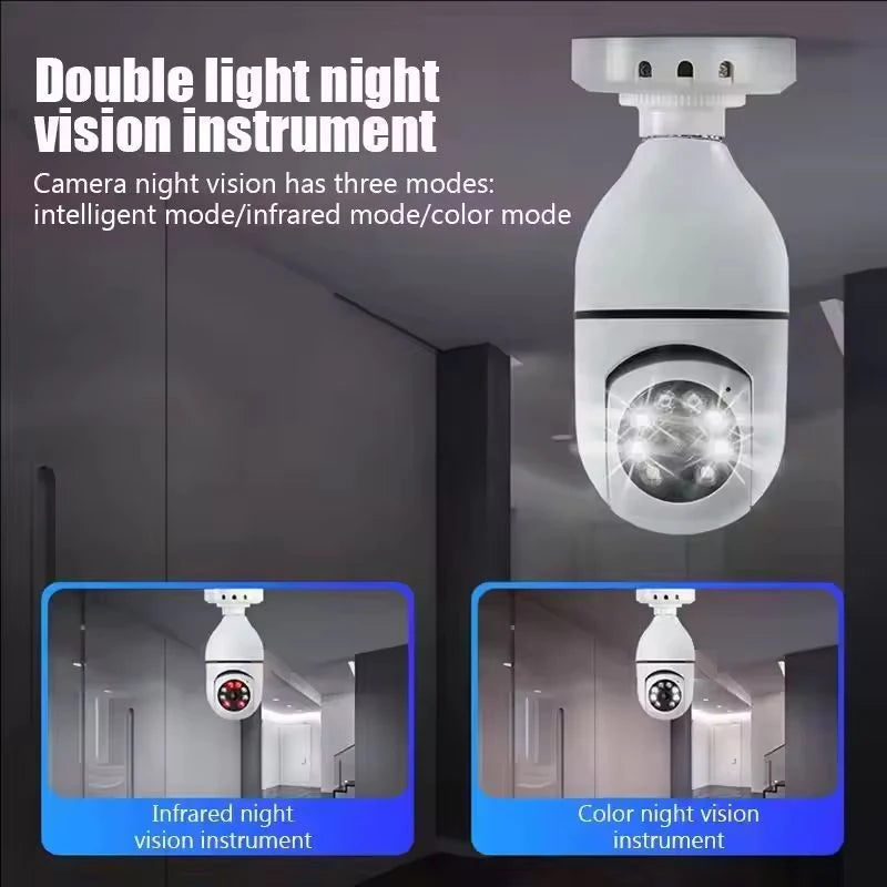 2MP E27 Socket Lamp Holder CCTV WiFi IP Camera PTZ Two Way Audio Home Security Bulb Camera