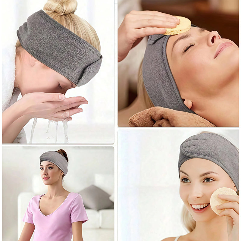 3-Pack Adjustable Sponge Headbands – Non-Slip for Skincare