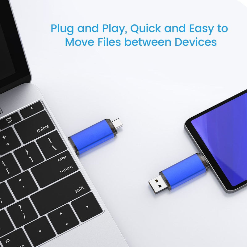 64GB USB Flash Drives Type C USB A Connector with OTG Drive Memory Stick