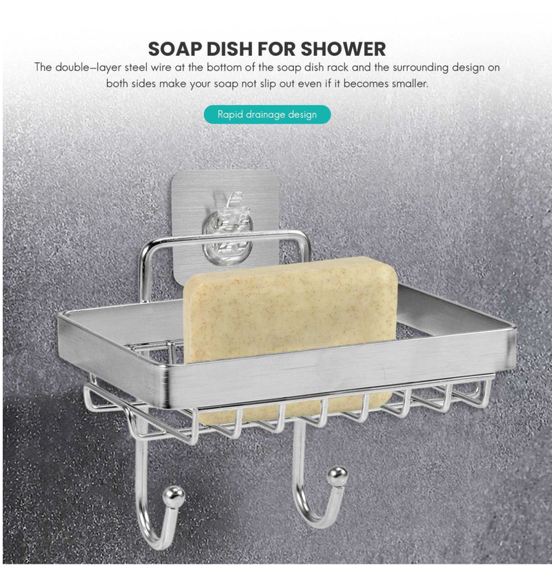 IPSTYLE Soap Dish Holder For Bathroom With Sponge Hook Bar Soap Holder