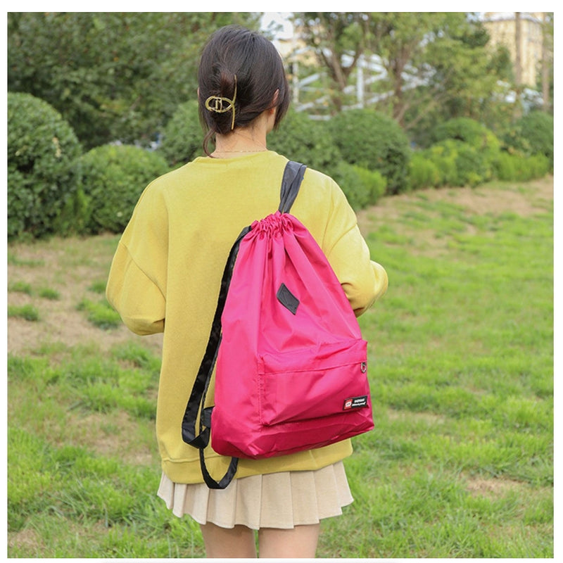 Outdoor Oxford Cloth Drawstring Bag Lightweight Nylon Travel Backpack