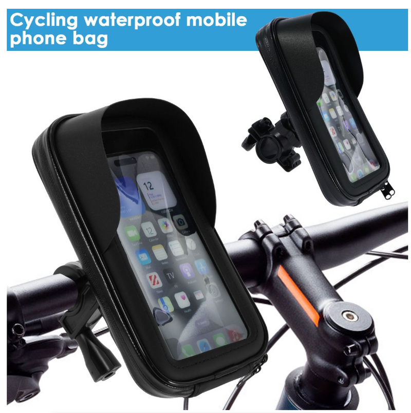 Bike Phone Holder Bag Waterproof Motorcycle Handlebar Bag Phone Mount - Handlebars
