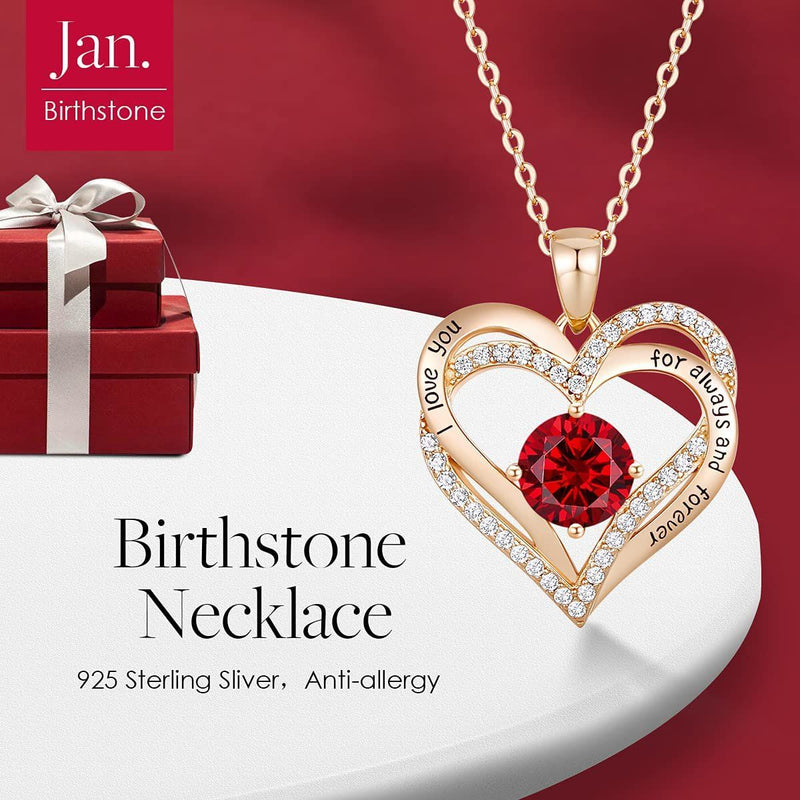 Valentine's Crystal Rose Gold Heart Necklace for Woman