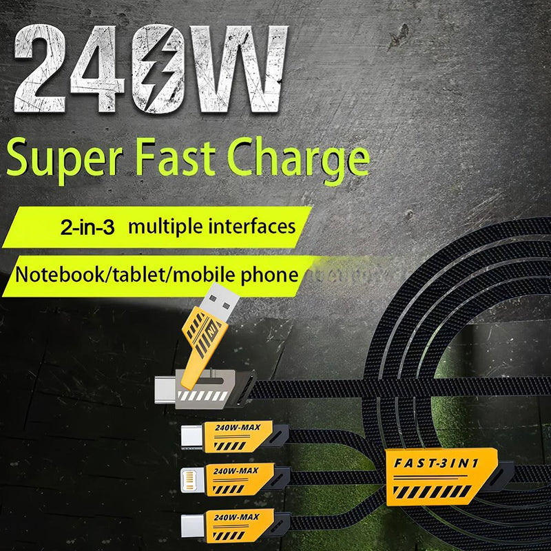 3 In 2 Fast Charge Cable Micro USB TypeC Phone Data Cable For Phones