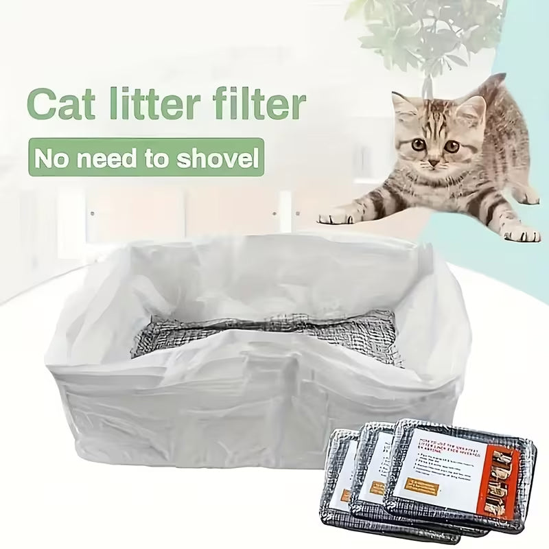 10Piece Large Disposable Cat Litter Filter Bags, Thick Plastic Sifting Litter Box Liners