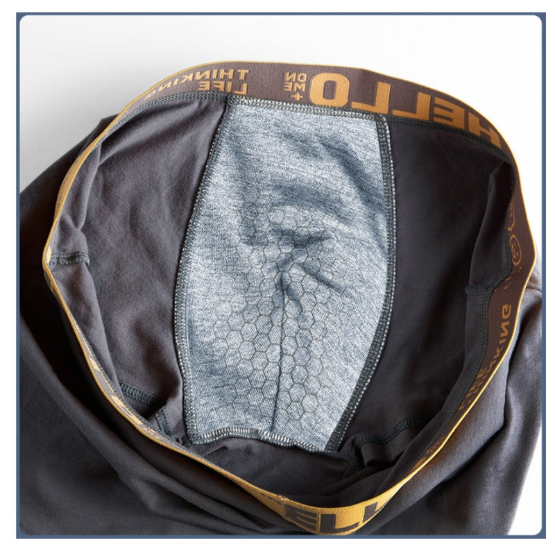 IPSTYLE Men's Boxer Underwear Man Mid-waist Underpants Solid Color